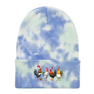 Christmas Chicken Lover Xmas Santa Hat Light Funny Farm  Tie Dye 12in Knit Beanie