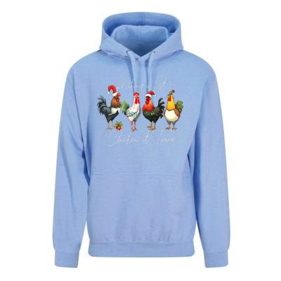 Christmas Chicken Lover Xmas Santa Hat Light Funny Farm  Unisex Surf Hoodie