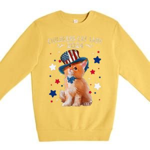 Childless Cat Lady 2024 Ladies Voting Kamala Cat Us Flag Hat Premium Crewneck Sweatshirt