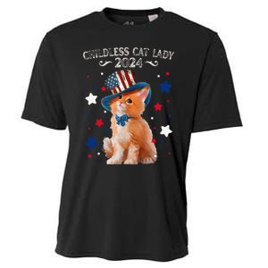 Childless Cat Lady 2024 Ladies Voting Kamala Cat Us Flag Hat Cooling Performance Crew T-Shirt