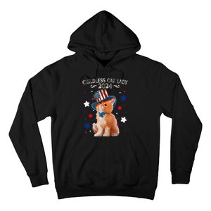 Childless Cat Lady 2024 Ladies Voting Kamala Cat Us Flag Hat Hoodie