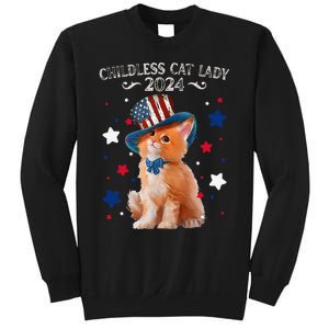 Childless Cat Lady 2024 Ladies Voting Kamala Cat Us Flag Hat Sweatshirt