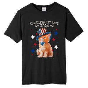 Childless Cat Lady 2024 Ladies Voting Kamala Cat Us Flag Hat Tall Fusion ChromaSoft Performance T-Shirt