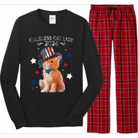 Childless Cat Lady 2024 Ladies Voting Kamala Cat Us Flag Hat Long Sleeve Pajama Set