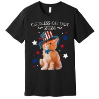 Childless Cat Lady 2024 Ladies Voting Kamala Cat Us Flag Hat Premium T-Shirt