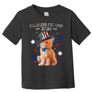 Childless Cat Lady 2024 Ladies Voting Kamala Cat Us Flag Hat Toddler T-Shirt