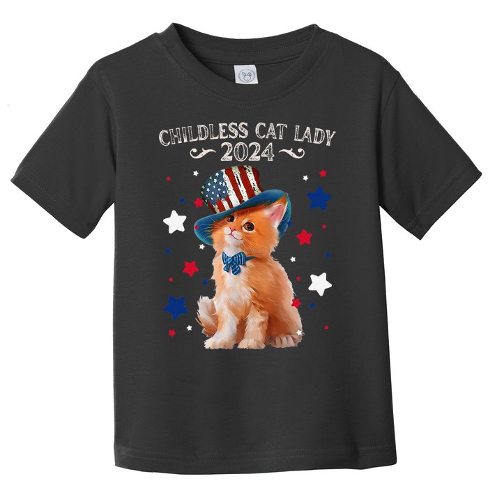 Childless Cat Lady 2024 Ladies Voting Kamala Cat Us Flag Hat Toddler T-Shirt