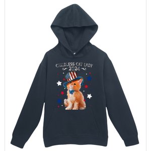 Childless Cat Lady 2024 Ladies Voting Kamala Cat Us Flag Hat Urban Pullover Hoodie