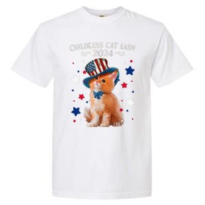 Childless Cat Lady 2024 Ladies Voting Kamala Cat Us Flag Hat Garment-Dyed Heavyweight T-Shirt