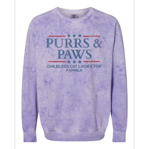 Childless Cat Lady 2024 Ladies Voting Kamala Purrs And Paws Colorblast Crewneck Sweatshirt