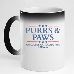 Childless Cat Lady 2024 Ladies Voting Kamala Purrs And Paws 11oz Black Color Changing Mug