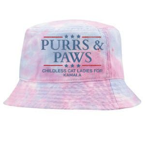 Childless Cat Lady 2024 Ladies Voting Kamala Purrs And Paws Tie-Dyed Bucket Hat