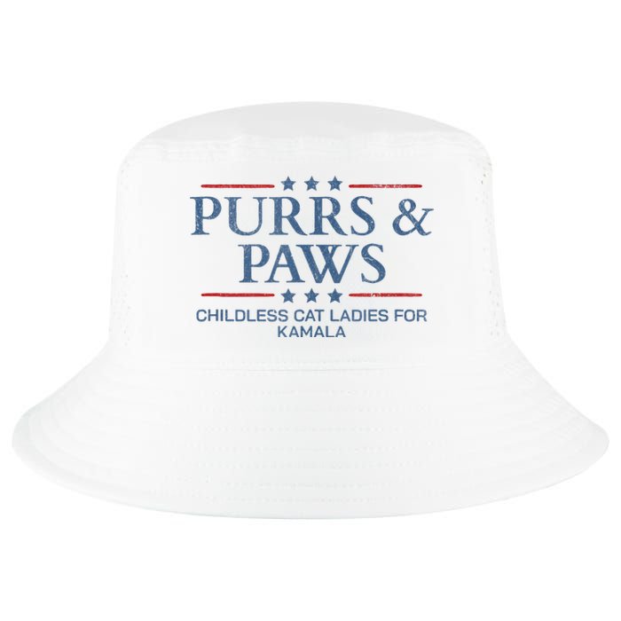 Childless Cat Lady 2024 Ladies Voting Kamala Purrs And Paws Cool Comfort Performance Bucket Hat