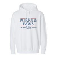 Childless Cat Lady 2024 Ladies Voting Kamala Purrs And Paws Garment-Dyed Fleece Hoodie