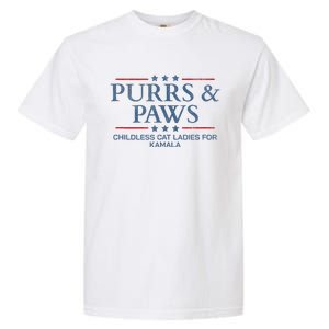 Childless Cat Lady 2024 Ladies Voting Kamala Purrs And Paws Garment-Dyed Heavyweight T-Shirt