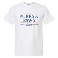 Childless Cat Lady 2024 Ladies Voting Kamala Purrs And Paws Garment-Dyed Heavyweight T-Shirt