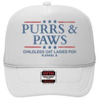 Childless Cat Lady 2024 Ladies Voting Kamala Purrs And Paws High Crown Mesh Back Trucker Hat