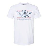 Childless Cat Lady 2024 Ladies Voting Kamala Purrs And Paws Softstyle CVC T-Shirt