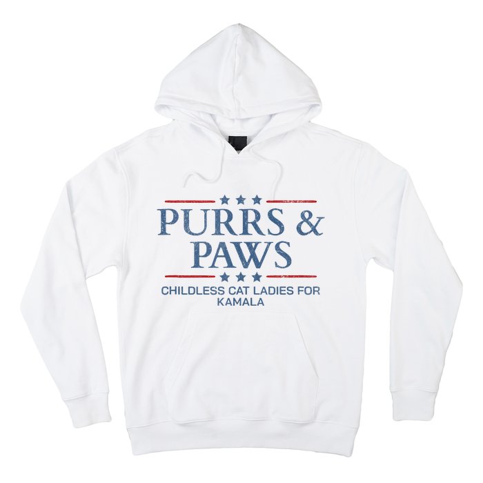 Childless Cat Lady 2024 Ladies Voting Kamala Purrs And Paws Hoodie