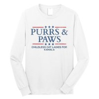 Childless Cat Lady 2024 Ladies Voting Kamala Purrs And Paws Long Sleeve Shirt