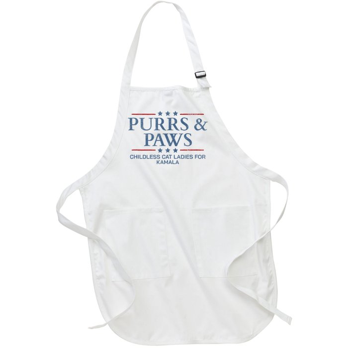 Childless Cat Lady 2024 Ladies Voting Kamala Purrs And Paws Full-Length Apron With Pockets