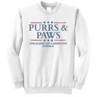 Childless Cat Lady 2024 Ladies Voting Kamala Purrs And Paws Sweatshirt