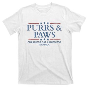 Childless Cat Lady 2024 Ladies Voting Kamala Purrs And Paws T-Shirt