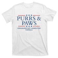 Childless Cat Lady 2024 Ladies Voting Kamala Purrs And Paws T-Shirt