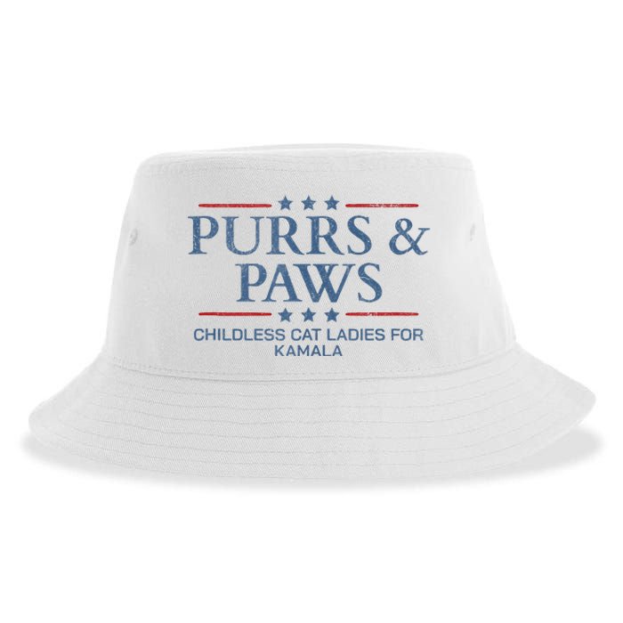 Childless Cat Lady 2024 Ladies Voting Kamala Purrs And Paws Sustainable Bucket Hat