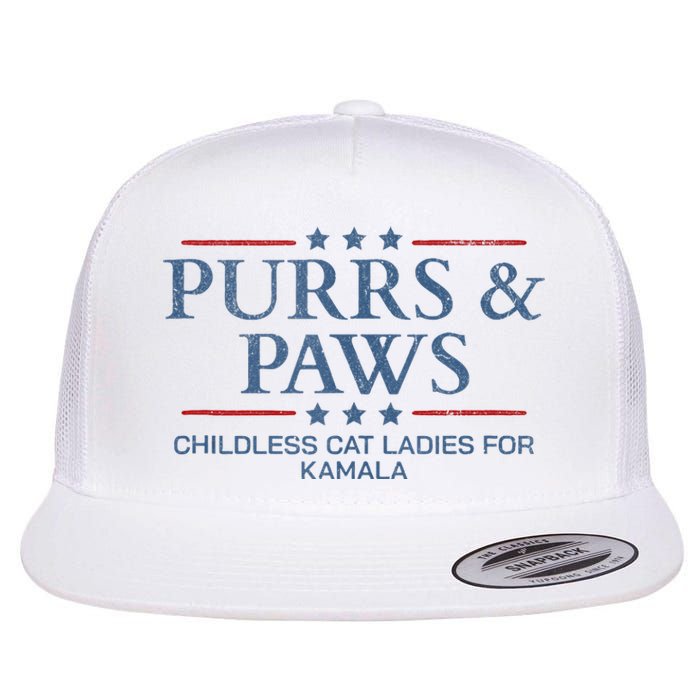 Childless Cat Lady 2024 Ladies Voting Kamala Purrs And Paws Flat Bill Trucker Hat