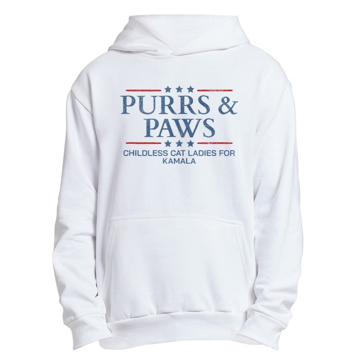 Childless Cat Lady 2024 Ladies Voting Kamala Purrs And Paws Urban Pullover Hoodie