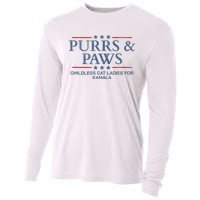 Childless Cat Lady 2024 Ladies Voting Kamala Purrs And Paws Cooling Performance Long Sleeve Crew