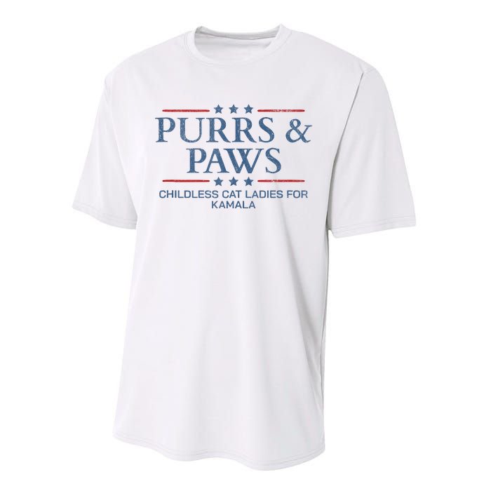 Childless Cat Lady 2024 Ladies Voting Kamala Purrs And Paws Performance Sprint T-Shirt