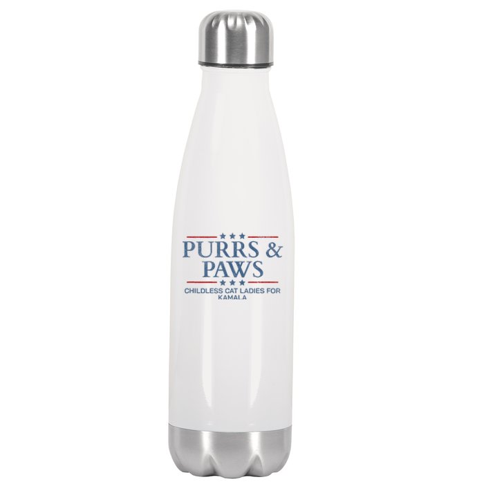 Childless Cat Lady 2024 Ladies Voting Kamala Purrs And Paws Stainless Steel Insulated Water Bottle