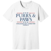 Childless Cat Lady 2024 Ladies Voting Kamala Purrs And Paws Premium T-Shirt