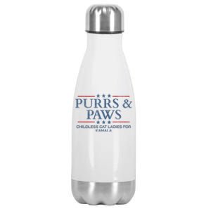 Childless Cat Lady 2024 Ladies Voting Kamala Purrs And Paws Stainless Steel Insulated Water Bottle