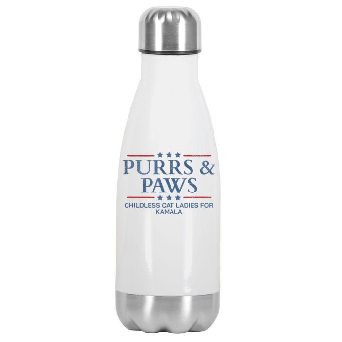 Childless Cat Lady 2024 Ladies Voting Kamala Purrs And Paws Stainless Steel Insulated Water Bottle