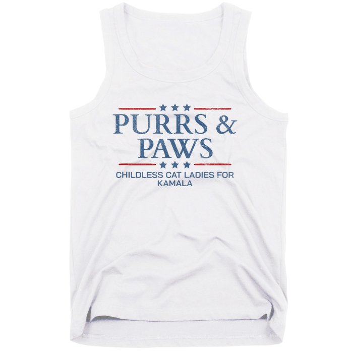 Childless Cat Lady 2024 Ladies Voting Kamala Purrs And Paws Tank Top