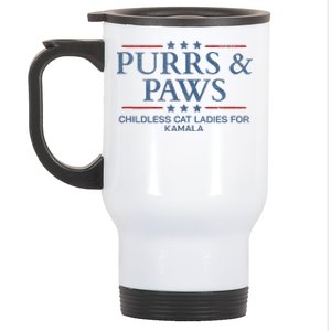 Childless Cat Lady 2024 Ladies Voting Kamala Purrs And Paws Stainless Steel Travel Mug