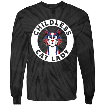 Childless Cat Lady Election Vote 2024 Patriotic Tie-Dye Long Sleeve Shirt