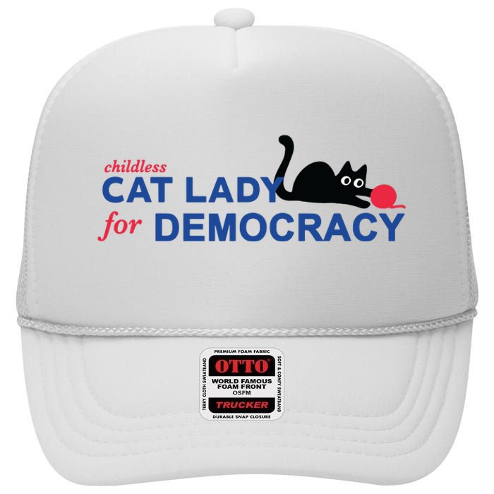 Childless Cat Lady Voting Election 2024 Usa High Crown Mesh Back Trucker Hat