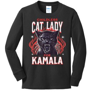 Childless Cat Lady For Kamala Harris 2024 President Election Kids Long Sleeve Shirt