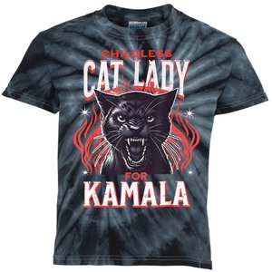 Childless Cat Lady For Kamala Harris 2024 President Election Kids Tie-Dye T-Shirt