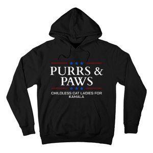 Childless Cat Lady 2024 Ladies Voting Kamala Purrs And Paws Hoodie