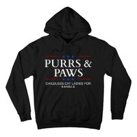 Childless Cat Lady 2024 Ladies Voting Kamala Purrs And Paws Hoodie