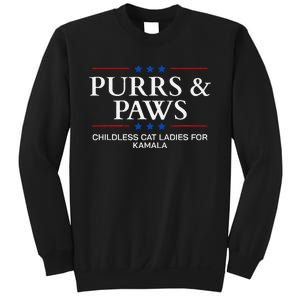 Childless Cat Lady 2024 Ladies Voting Kamala Purrs And Paws Sweatshirt