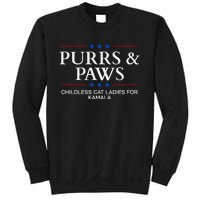 Childless Cat Lady 2024 Ladies Voting Kamala Purrs And Paws Sweatshirt