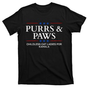 Childless Cat Lady 2024 Ladies Voting Kamala Purrs And Paws T-Shirt