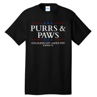 Childless Cat Lady 2024 Ladies Voting Kamala Purrs And Paws Tall T-Shirt