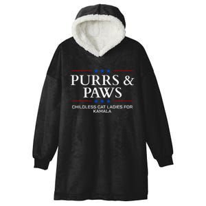 Childless Cat Lady 2024 Ladies Voting Kamala Purrs And Paws Hooded Wearable Blanket